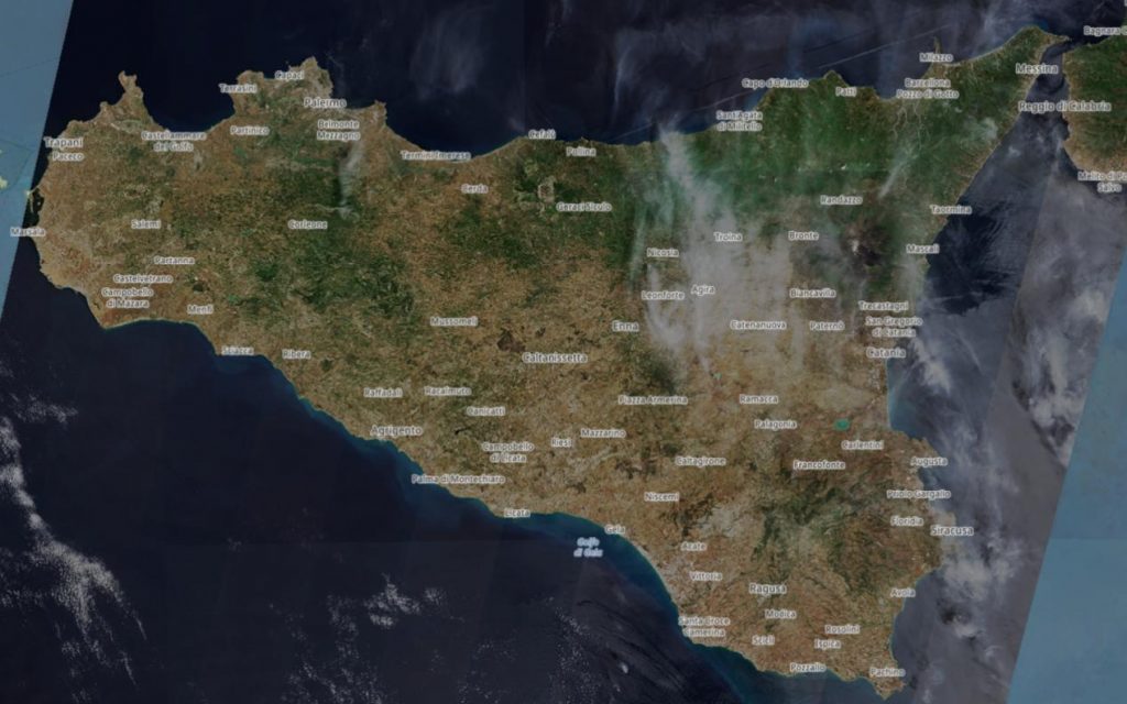 Sicilia 2024, ripresa satellitare da Copernicus